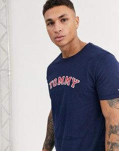 Темно-синяя футболка для дома с логотипом на груди Tommy Hilfiger-Темно-синий