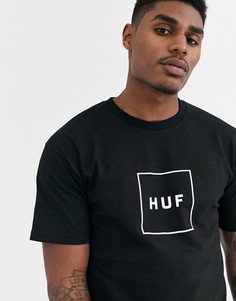 Черная футболка с логотипом HUF Essentials-Черный