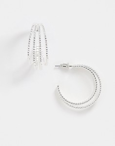 Серебристые серьги-кольца ASOS DESIGN-Серебряный