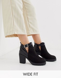 Черные ботильоны на каблуке для широкой стопы New Look-Черный