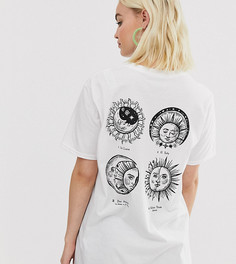 Футболка с принтом в виде солнца и луны на спине Reclaimed Vintage inspired-Белый