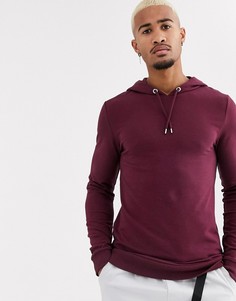 Бордовый обтягивающий худи ASOS DESIGN-Красный