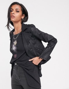 Байкерская джинсовая куртка с покрытием AllSaints micah-Черный