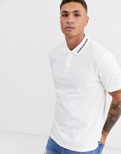 Футболка-поло с вышивкой Calvin Klein Jeans-Белый