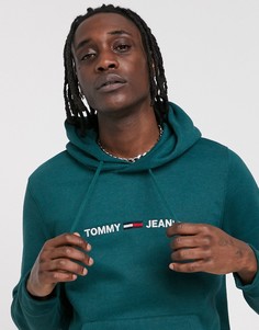 Худи синего цвета, классического кроя и с маленьким логотипом на груди Tommy Jeans-Синий
