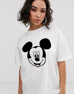 Белая футболка с принтом \Mickey\" Bershka-Белый