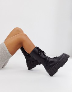 Черные ботинки на массивной подошве со шнуровкой ASOS DESIGN Athens-Черный