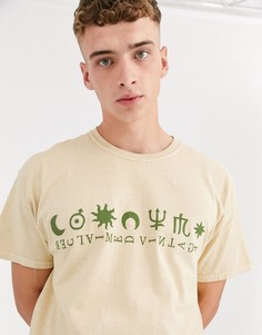 Светло-бежевая oversize-футболка с принтом Reclaimed Vintage-Серый