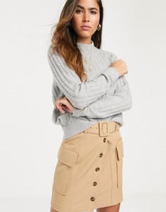 Бежевая мини-юбка в стиле милитари River Island-Бежевый