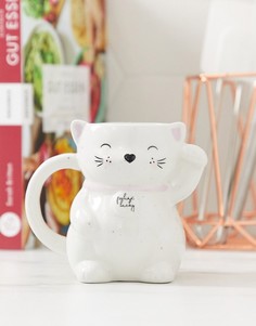 Белая кружка New Look Lucky Cat-Белый