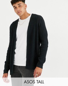 Черный облегающий кардиган вязки \в косичку\" ASOS DESIGN Tall
