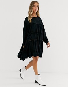 Ярусное платье мини Free People piece of your heart-Черный