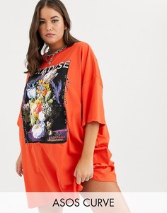 Платье-футболка ASOS DESIGN Curve-Мульти