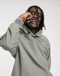 Комбинируемый oversize-худи из технической ткани ASOS DESIGN-Зеленый