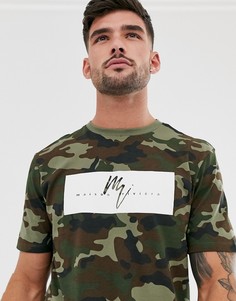 Футболка с камуфляжным принтом River Island-Зеленый