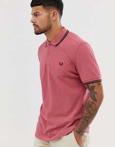 Красно-черное поло с контрастной отделкой Fred Perry-Красный