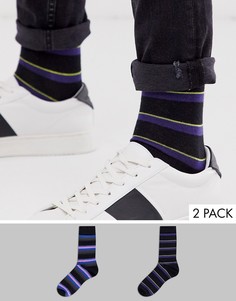 Набор из 2 пар носков в полоску ASOS DESIGN, скидка-Черный