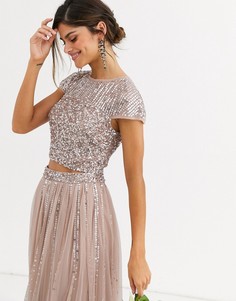 Топ с пайетками Maya Bridesmaid-Коричневый