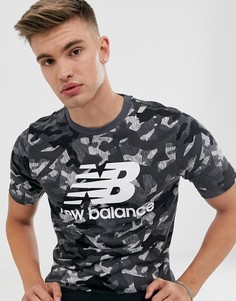 Футболка с камуфляжным принтом и логотипом New Balance-Зеленый
