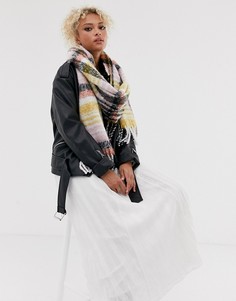 Розовый oversize-шарф в клетку ASOS DESIGN-Мульти