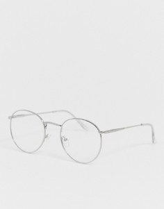 Круглые очки с прозрачными стеклами ASOS DESIGN-Серебряный