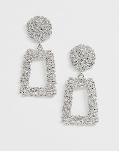 Серебристые квадратные серьги ASOS DESIGN-Серебряный