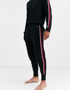 Черные брюки для дома с красной и белой полосами по бокам Polo Ralph Lauren-Черный