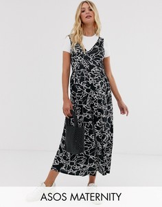 Свободный комбинезон с монохромным абстрактным принтом ASOS DESIGN Maternity-Мульти
