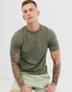 Футболка цвета хаки с надписью \synth\" River Island-Зеленый