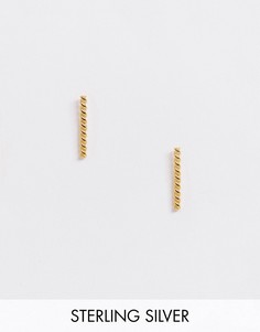 Серьги-гвоздики из позолоченного серебра в виде перекрученной планки ASOS DESIGN-Золотой