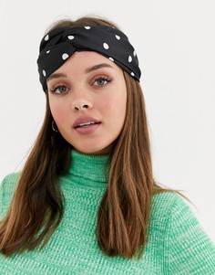 Черно-белый платок в горошек ASOS DESIGN-Черный