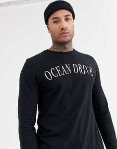 Лонгслив с принтом с названием города на груди ASOS DESIGN-Черный