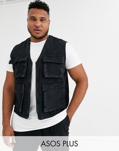 Черный выбеленный жилет в стиле милитари ASOS DESIGN Plus-Серый