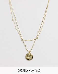 Золотистое ожерелье с подвеской и камнем для рожденных в августе Wanderlust & Co-Золотой