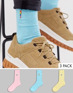 Набор из 3 пар носков до щиколотки из крученой пряжки с принтом тропических птиц ASOS DESIGN - Скидка-Мульти