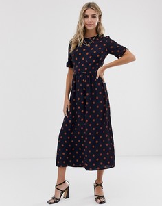 Чайный комбинезон в горошек с присборенными рукавами ASOS DESIGN-Мульти