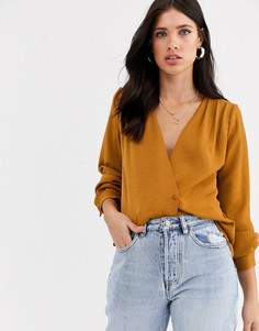 Блузка с запахом и объемными рукавами Vero Moda-Оранжевый