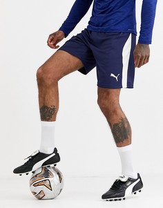 Темно-синие шорты с белыми полосками по бокам Puma Football эксклюзивно для ASOS-Темно-синий