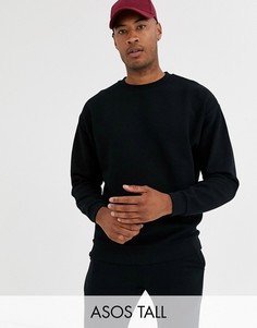 Черный oversize-свитшот в рубчик ASOS DESIGN Tall