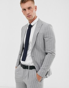 Серый приталенный пиджак в тонкую полоску River Island