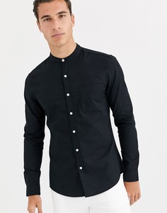 Черная оксфордская рубашка с длинными рукавами и воротом на пуговице Topman-Красный