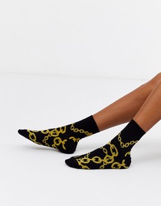 Носки до щиколотки с принтом цепочек ASOS DESIGN-Черный