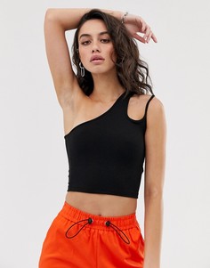 Черный асимметричный кроп-топ Bershka