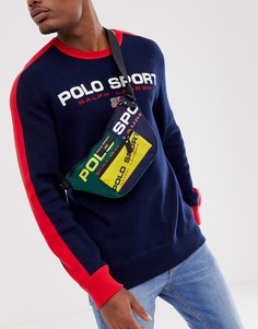 Разноцветная сумка-кошелек на пояс с логотипом \polo sport\" Polo Ralph Lauren-Темно-синий
