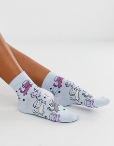 Носки до щиколотки с котами-космонавтами ASOS DESIGN-Мульти