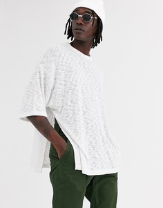 Oversize-футболка с рукавами до локтя и боковыми разрезами ASOS DESIGN-Бежевый