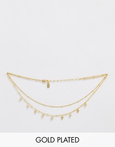 Ожерелье-чокер с покрытием 14-каратным золотом и подвесками-крестами Astrid & Miyu-Золотой