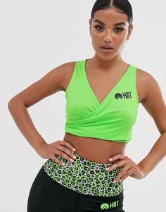 Легкий неоново-зеленый топ с запахом HIIT-Желтый