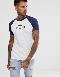 Белая футболка из пике с логотипом Hollister-Белый