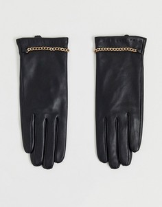 Красные кожаные перчатки с цепочками Barneys Originals-Черный